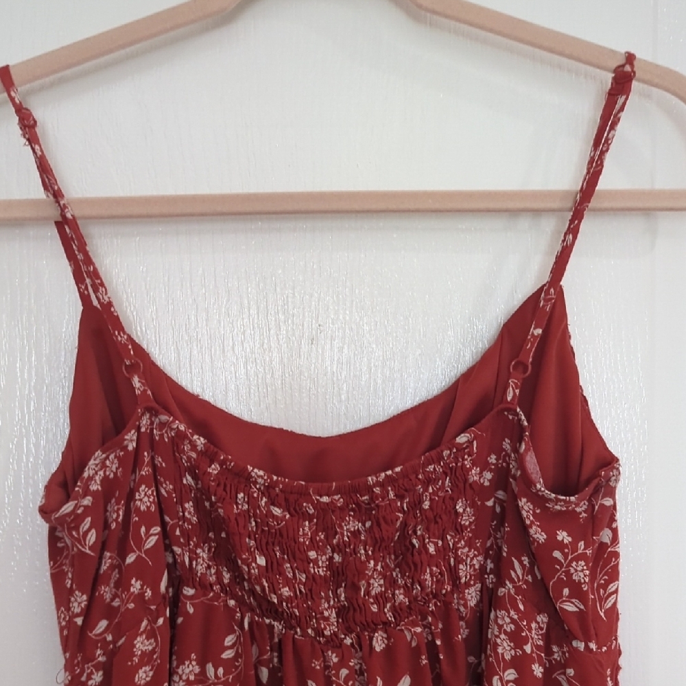 Rust Floral Ruffled Cami Dress - Picture 5 of 11